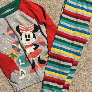 Disney Minnie Mouse Kids Pajama Set - Red, Gray, and Multicolor